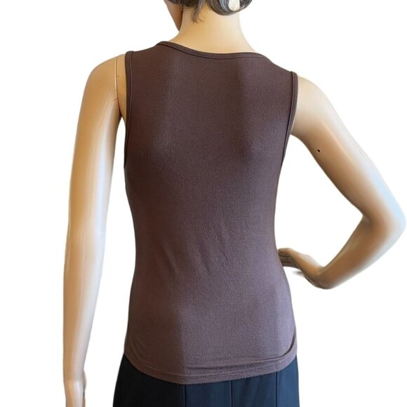 Brown Sleeveless V-Neck Womens Top With Beaded Embellishments - Picture 3 of 12